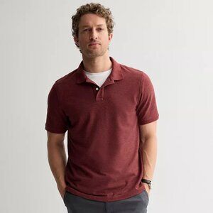Sonoma Goods For Life® Short Sleeve Relaxed Fit Pique Polo-Burnt Cherry